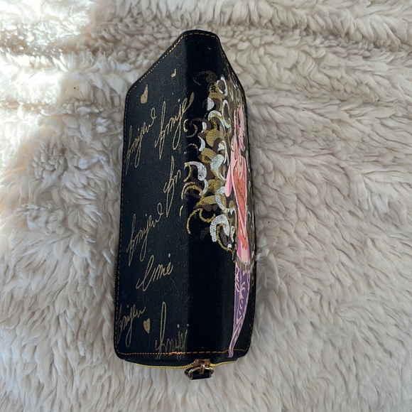 🌹Awesome!NWOT• Black Zippered hand painted DESIGNER wallet🌹 - Picture 3 of 7